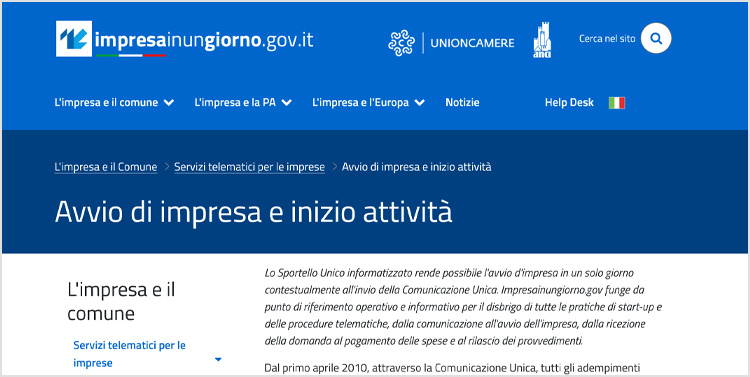 sisbio sportello avvio impresa